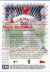 2000 Topps #236C M.McGwire MM 62nd HR back image