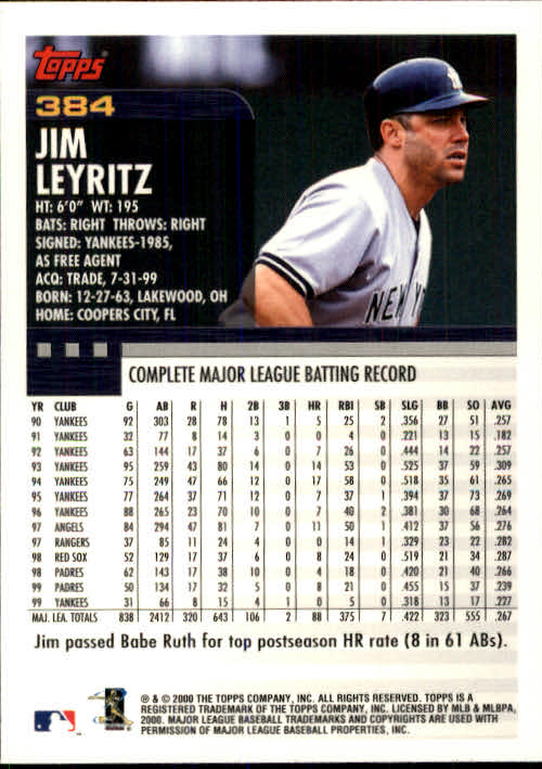 A1917- 2000 Topps Baseball Karten 245-478 + Einsätze -du Pick- 15 + Gratis US - Bild 263 von 415