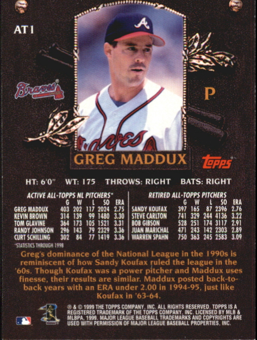 2000 Topps All-Topps #AT1 Greg Maddux back image
