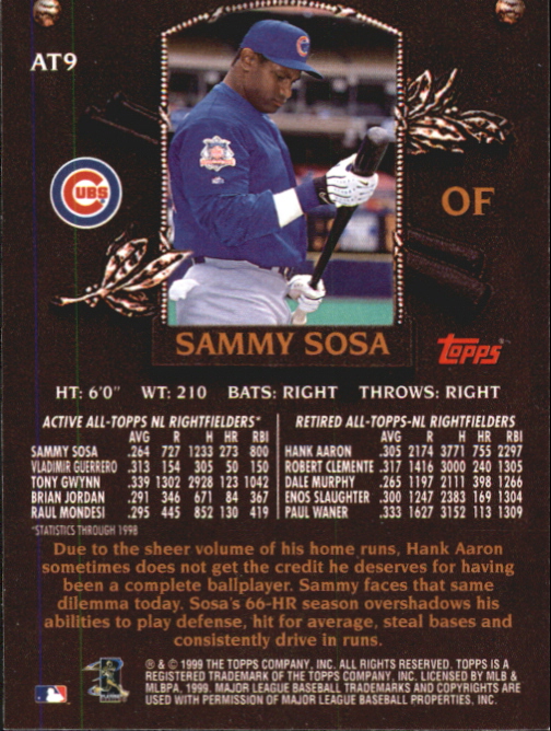 2000 Topps Limited All-Topps #AT9 Sammy Sosa back image