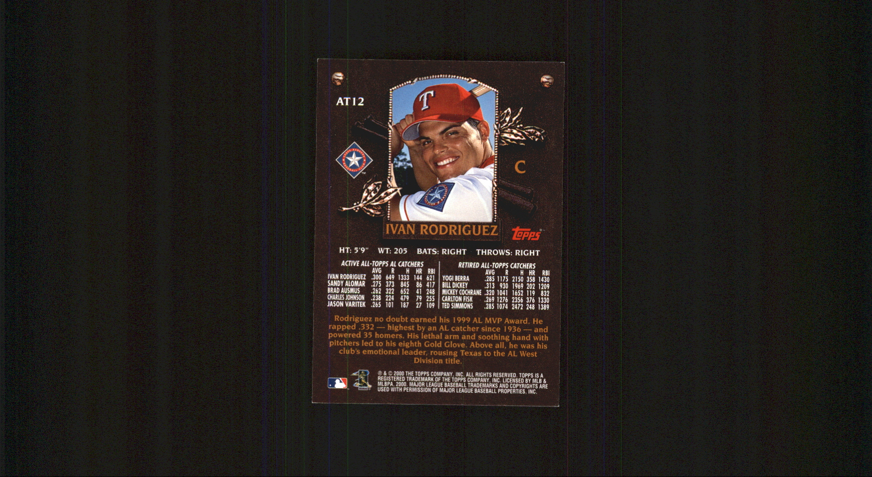 2000 Topps Limited All-Topps #AT12 Ivan Rodriguez back image