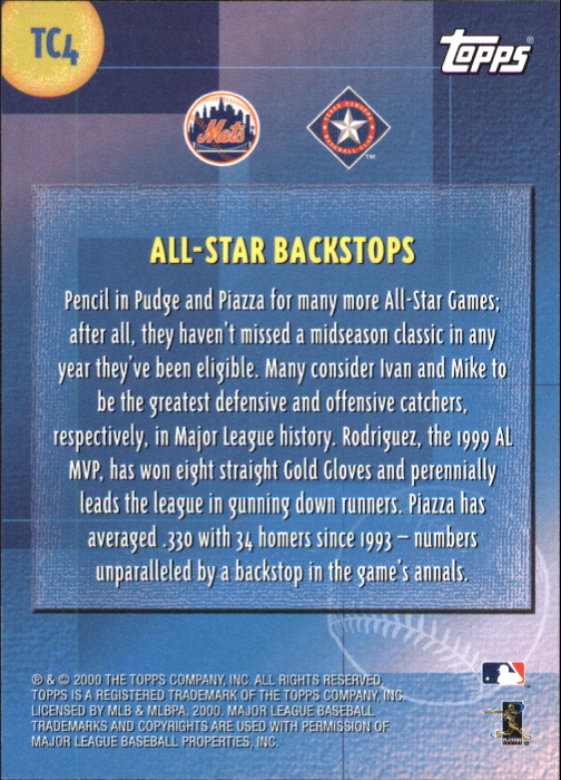 2000 Topps Limited Combos #TC4 All-Star Backstops back image
