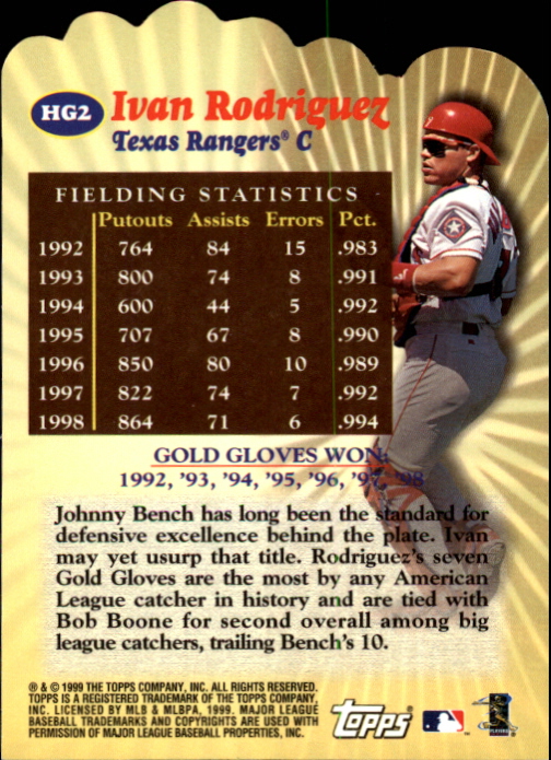 2000 Topps Limited Hands of Gold #HG2 Ivan Rodriguez back image