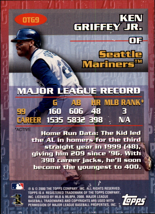 2000 Topps Limited Own the Game #OTG9 Ken Griffey Jr. back image