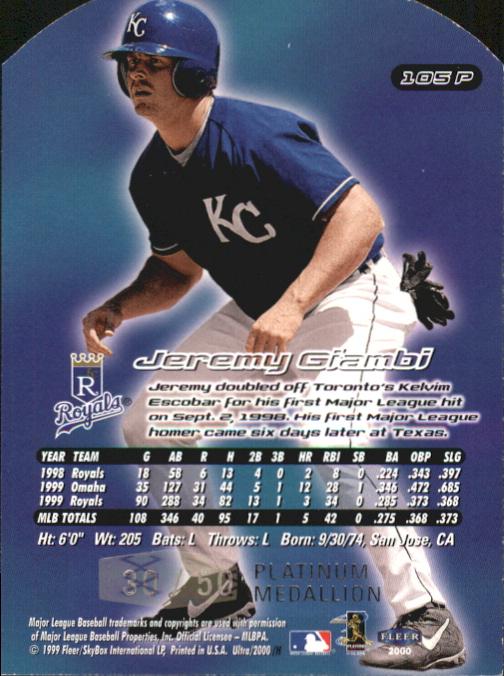 2000 Ultra Platinum Medallion #105 Jeremy Giambi