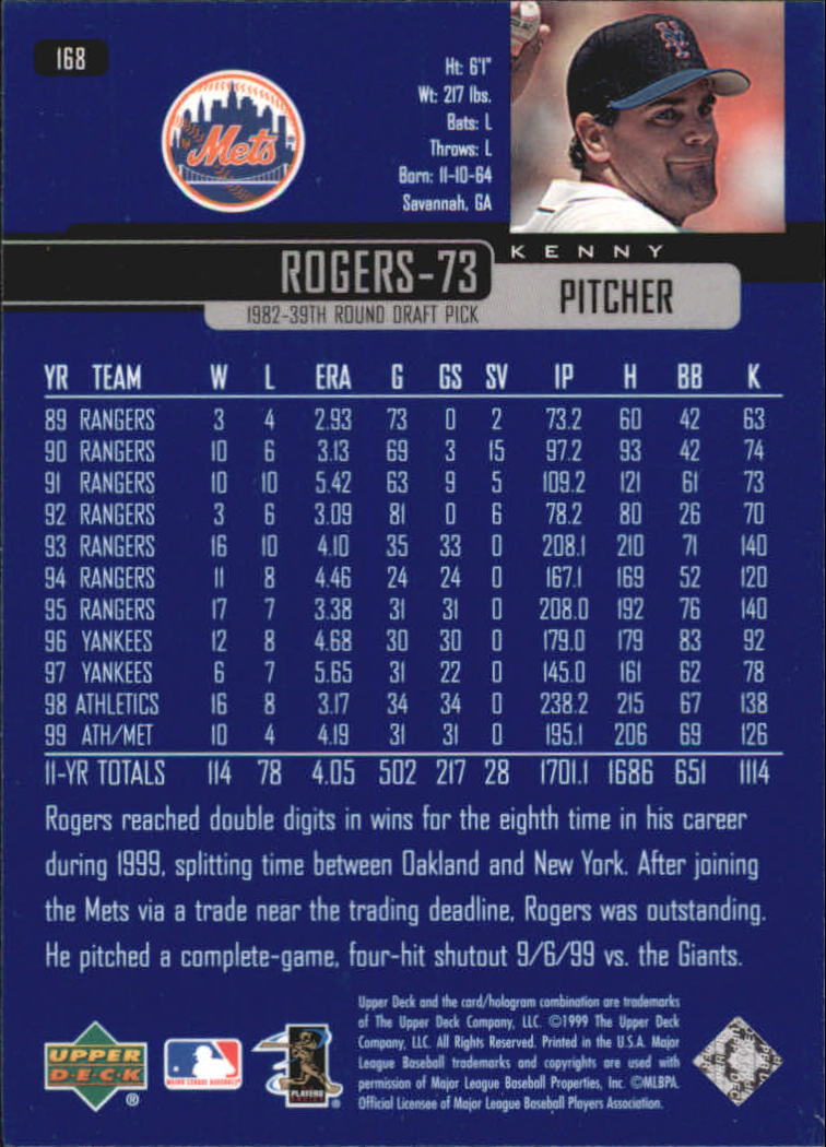 2000 Topps Kenny Rogers Baseball Card