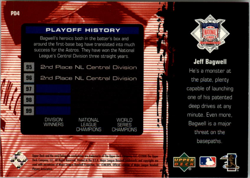 2000 Upper Deck Pennant Driven #PD4 Jeff Bagwell back image
