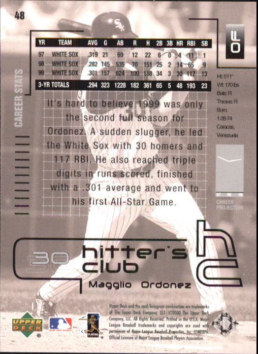 2000 Upper Deck Hitter's Club #48 Magglio Ordonez back image