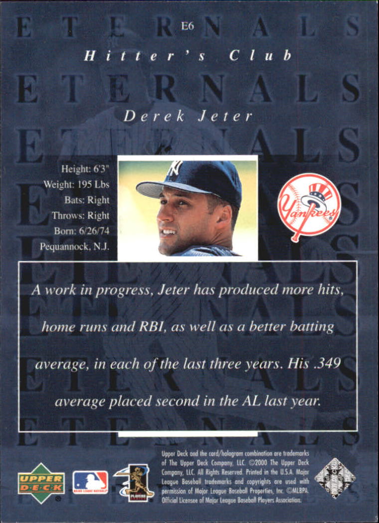 2000 Upper Deck Hitter's Club Eternals #E6 Derek Jeter back image
