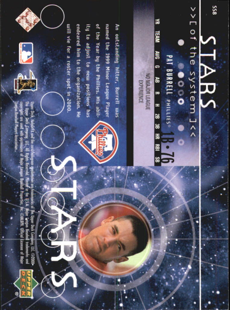 2000 Upper Deck HoloGrFX Stars of the System #SS8 Pat Burrell back image