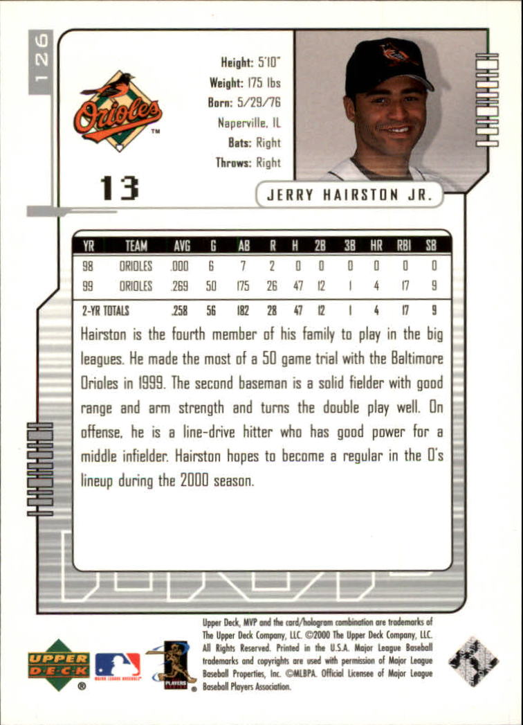 2000 Upper Deck MVP Silver Script #126 Jerry Hairston Jr. back image
