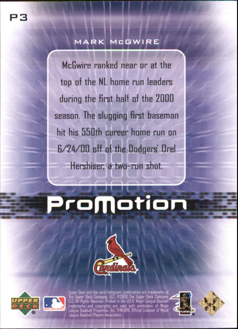 2000 Upper Deck Pros and Prospects ProMotion #P3 Mark McGwire back image