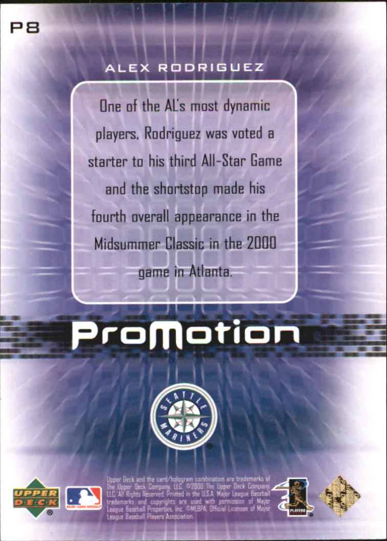 2000 Upper Deck Pros and Prospects ProMotion #P8 Alex Rodriguez back image