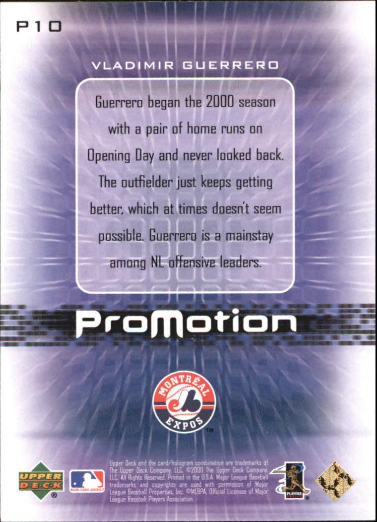2000 Upper Deck Pros and Prospects ProMotion #P10 Vladimir Guerrero back image