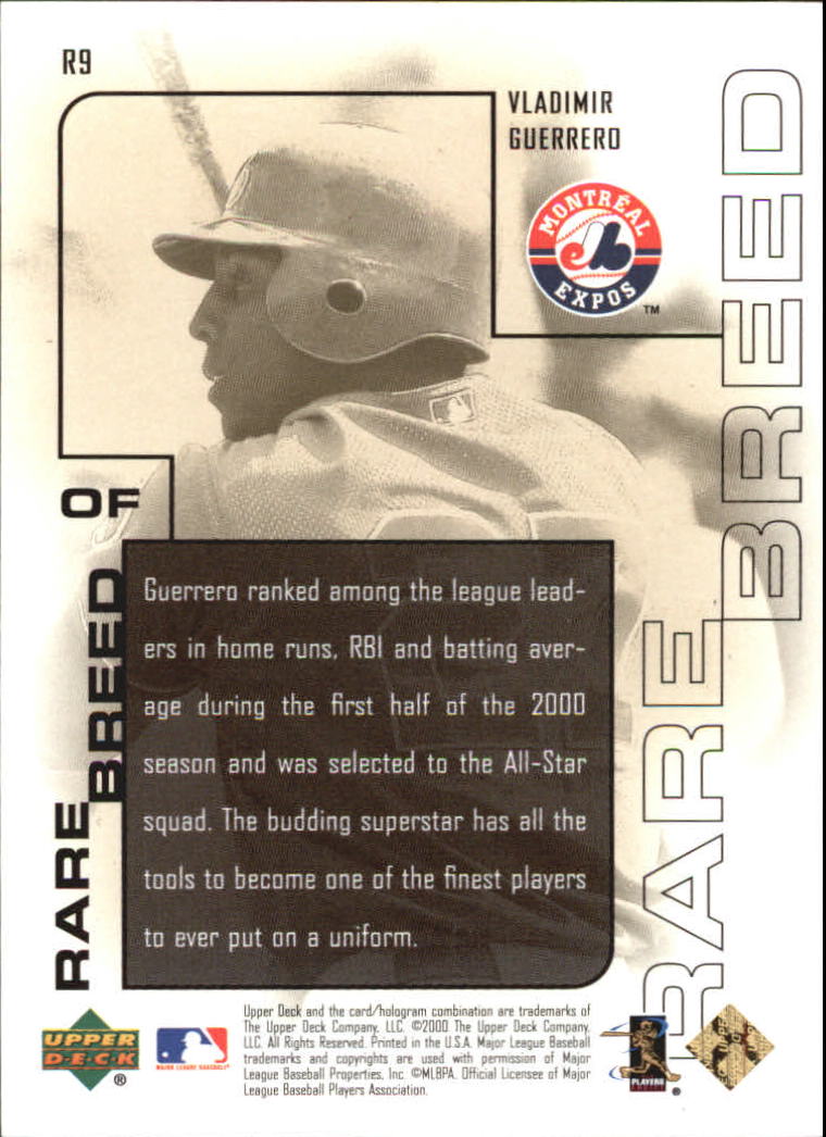 2000 Upper Deck Pros and Prospects Rare Breed #R9 Vladimir Guerrero back image