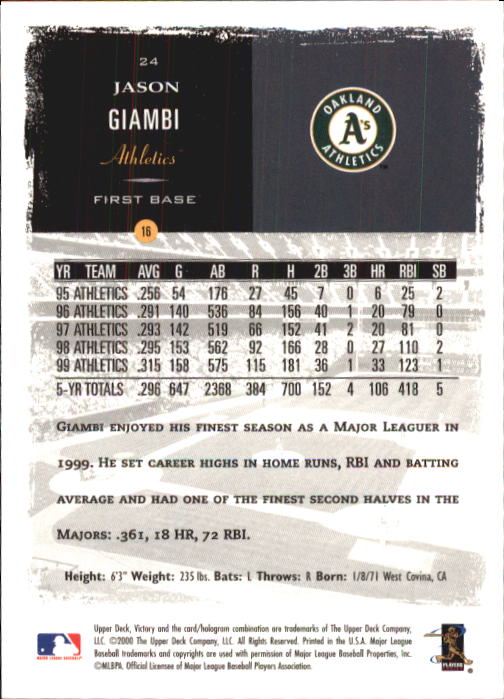 B3902- 2000 Upper Deck Victory BB #s 1-250 +Rookies -You Pick- 15+ FREE US SHIP - Bild 49 von 496