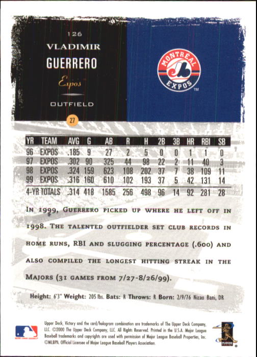 B3902- 2000 Upper Deck Victory BB #s 1-250 +Rookies -You Pick- 15+ FREE US SHIP - Bild 251 von 496