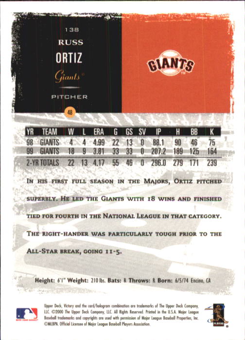 B3902- 2000 Upper Deck Victory BB #s 1-250 +Rookies -You Pick- 15+ FREE US SHIP - Bild 275 von 496
