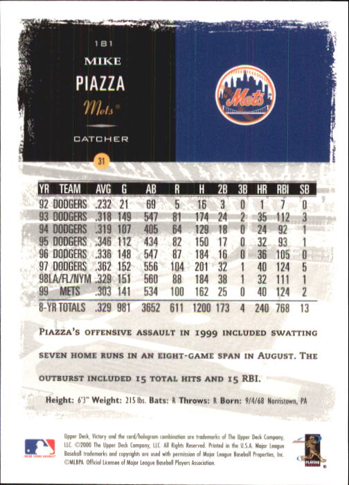 B3902- 2000 Upper Deck Victory BB #s 1-250 +Rookies -You Pick- 15+ FREE US SHIP - Bild 361 von 496