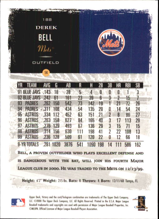 B3902- 2000 Upper Deck Victory BB #s 1-250 +Rookies -You Pick- 15+ FREE US SHIP - Bild 373 von 496