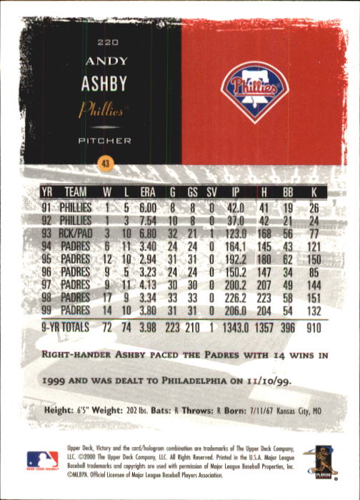 B3902- 2000 Upper Deck Victory BB #s 1-250 +Rookies -You Pick- 15+ FREE US SHIP - Bild 437 von 496
