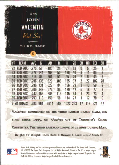 B3902- 2000 Upper Deck Victory BB #s 1-250 +Rookies -You Pick- 15+ FREE US SHIP - Bild 494 von 496