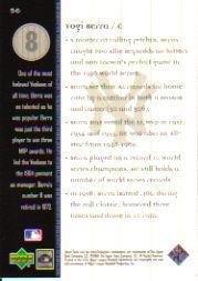 2000 Upper Deck Yankees Legends #56 Yogi Berra MN back image