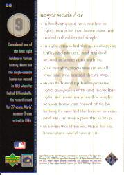 2000 Upper Deck Yankees Legends #58 Roger Maris MN back image