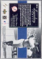 2000 Upper Deck Yankees Legends Legendary Lumber #BRLL Babe Ruth back image