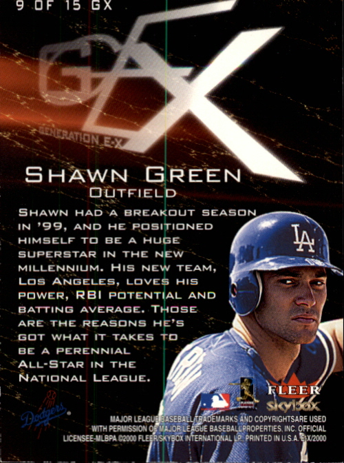 2000 E-X Generation E-X #9 Shawn Green back image