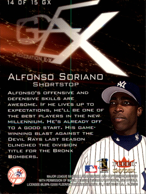 2000 E-X Generation E-X #14 Alfonso Soriano back image