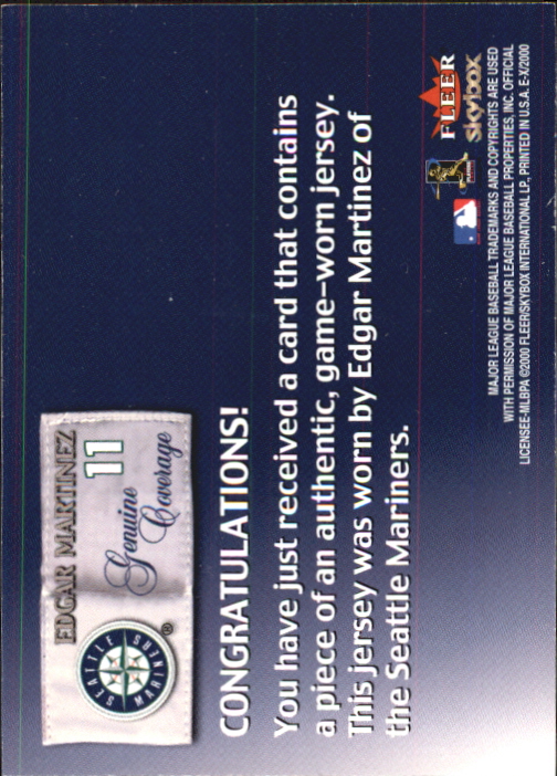 2000 E-X Genuine Coverage #11 Edgar Martinez back image