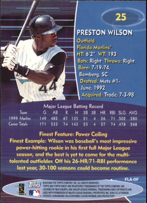 2000 Finest #25 Preston Wilson back image