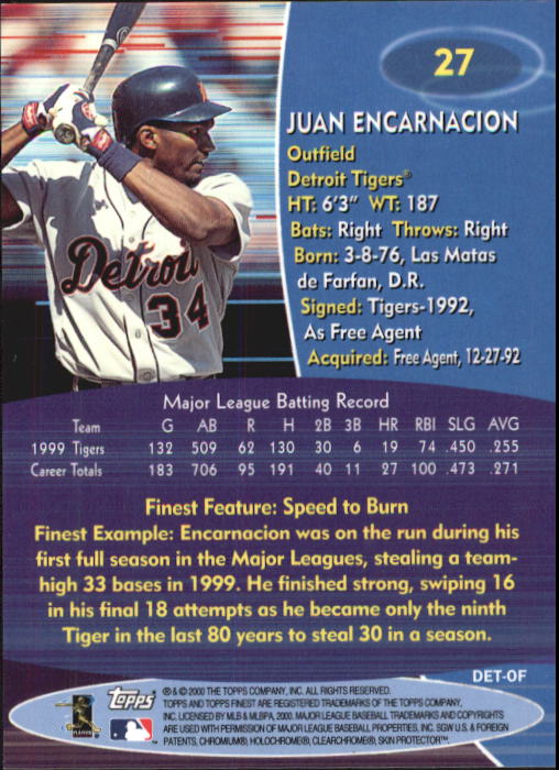 2000 Finest #27 Juan Encarnacion back image
