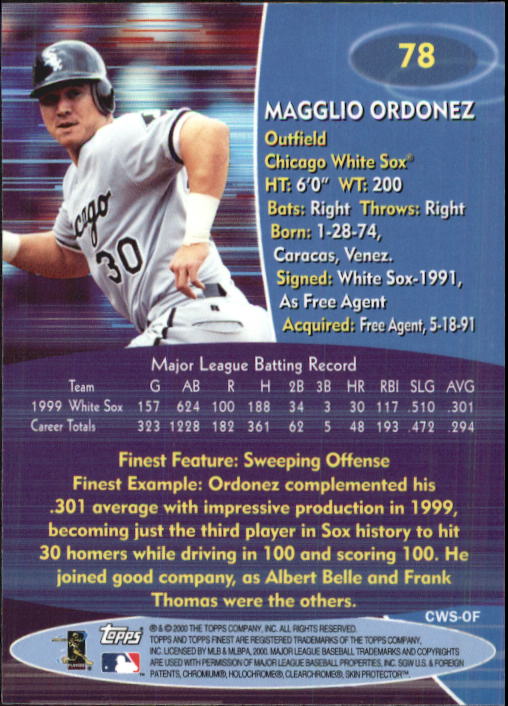 2000 Finest #78 Magglio Ordonez back image