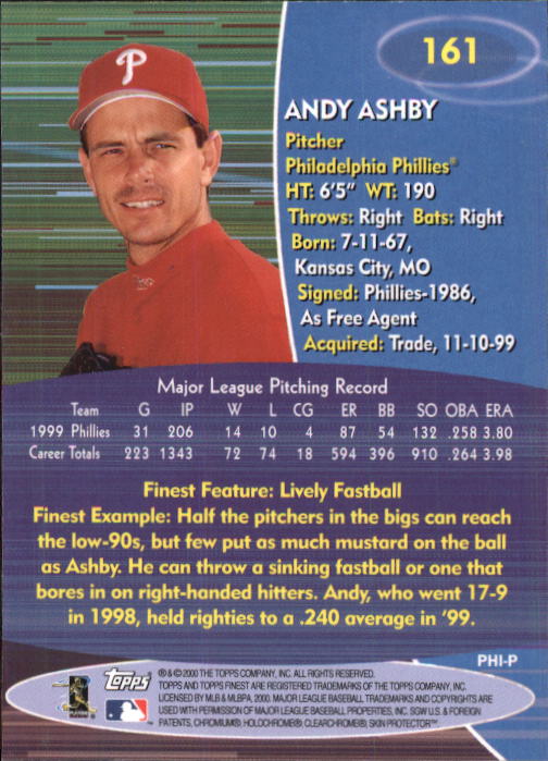 2000 Finest #161 Andy Ashby back image