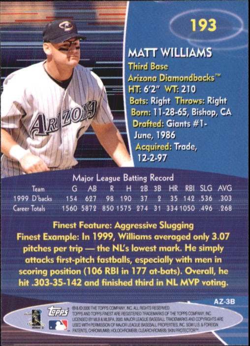 2000 Finest #193 Matt Williams back image