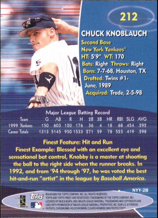 2000 Finest #212 Chuck Knoblauch back image