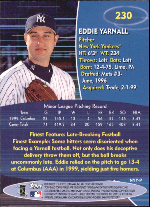 2000 Finest #230 Eddie Yarnall back image