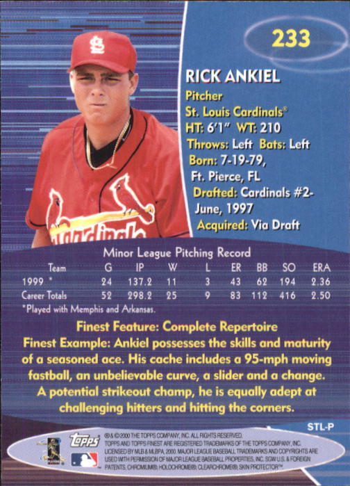 2000 Finest #233 Rick Ankiel back image