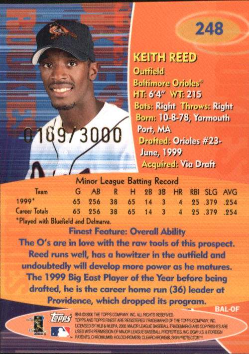 2000 Finest #248 Keith Reed RC back image