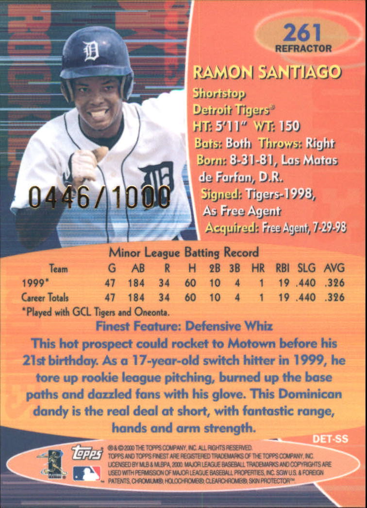 2000 Finest Refractors #261 Ramon Santiago back image