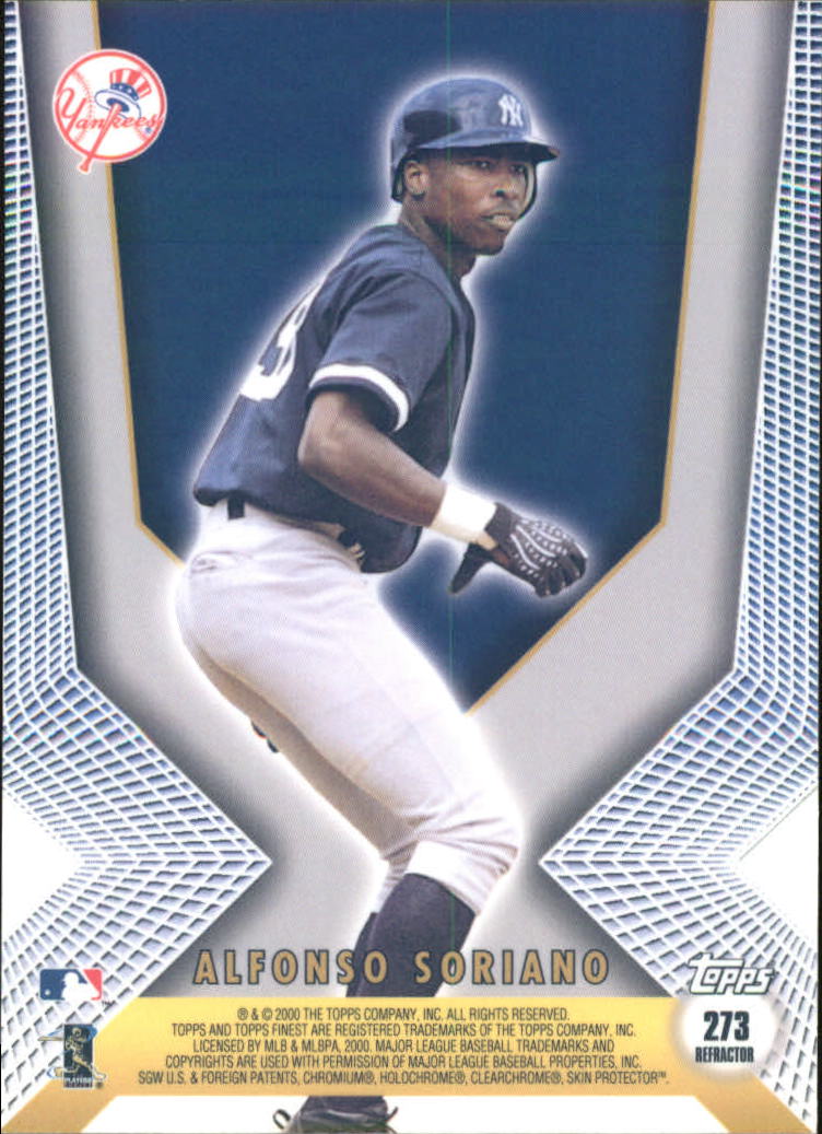 2000 Finest Refractors #273 D.Jeter/A.Soriano back image