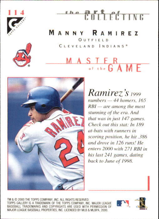 2000 Topps Gallery #114 Manny Ramirez MAS back image