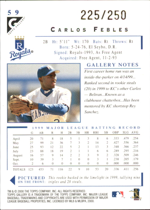 2000 Topps Gallery Player's Private Issue #59 Carlos Febles back image