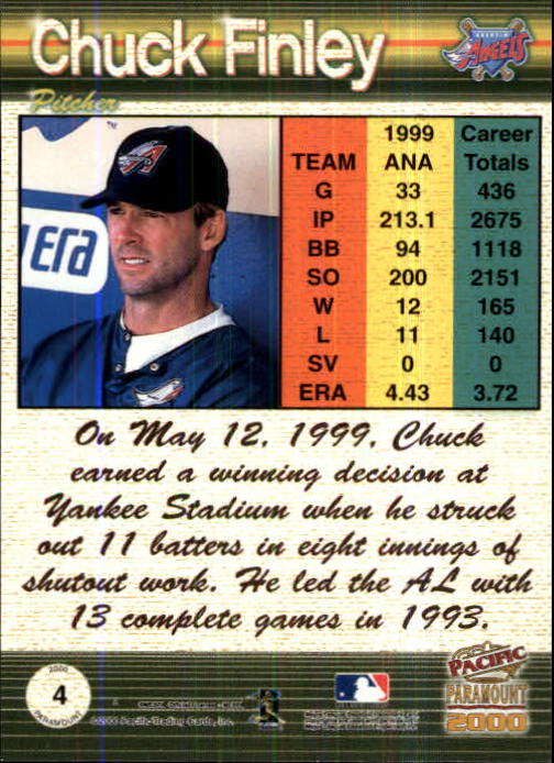 2000 Paramount Ruby #4 Chuck Finley back image