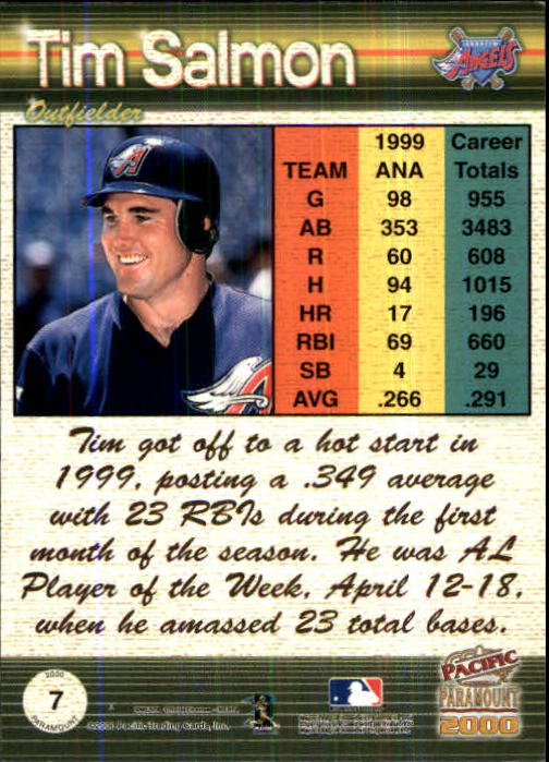 2000 Paramount Ruby #7 Tim Salmon back image