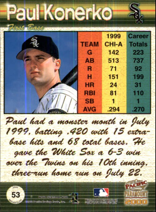 2000 Paramount Ruby #53 Paul Konerko back image