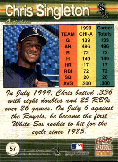 2000 Paramount Ruby #57 Chris Singleton back image