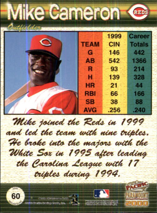 2000 Paramount Ruby #60 Mike Cameron back image